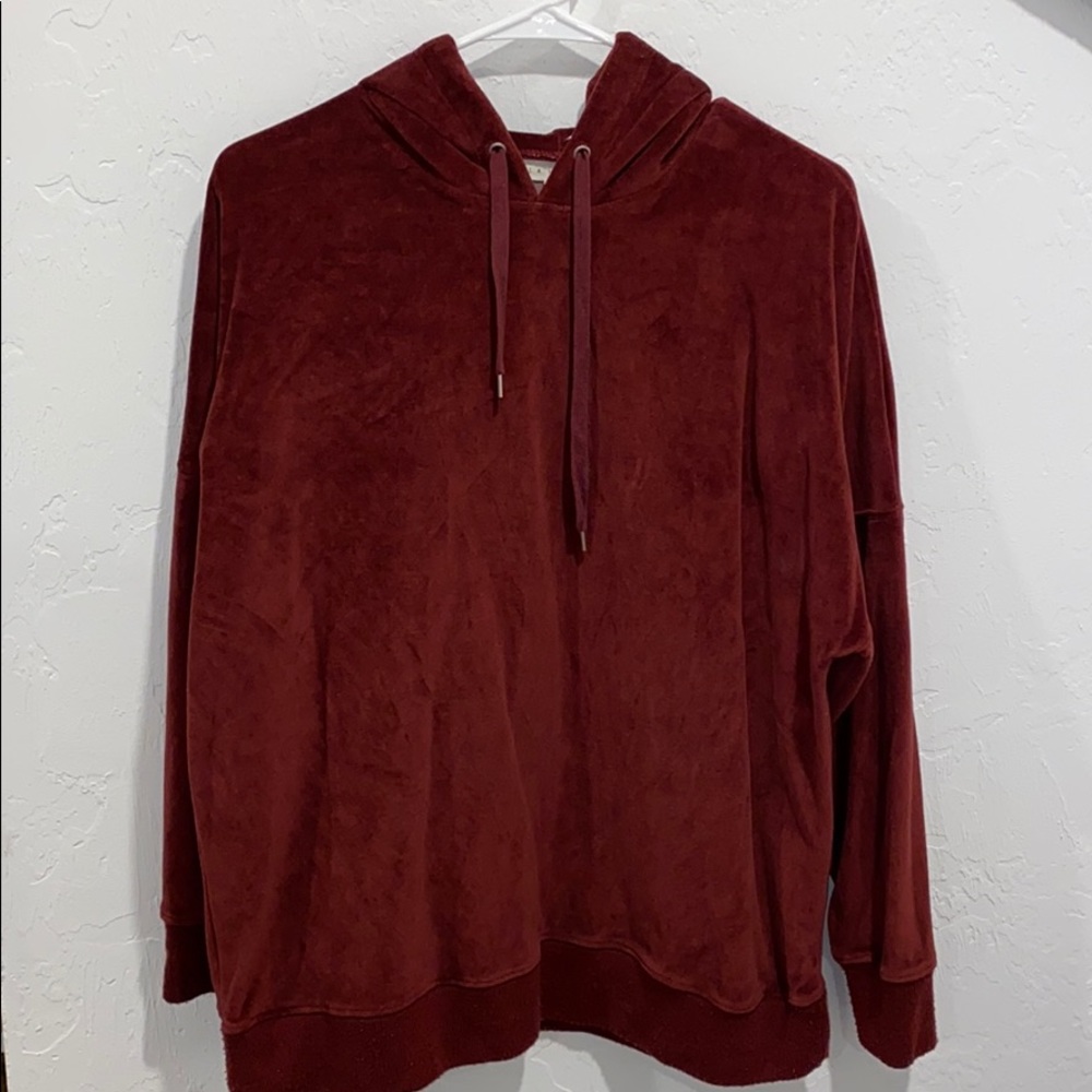 Maroon velvet hoodie